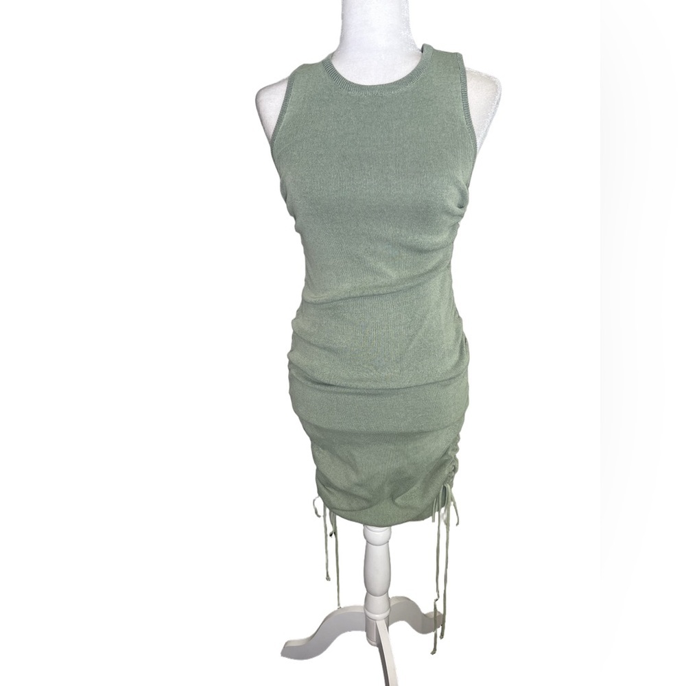 Lioness Sage Green Military Minds Ruched Sleeveless Mini Dress M Medium - Picture 5 of 11